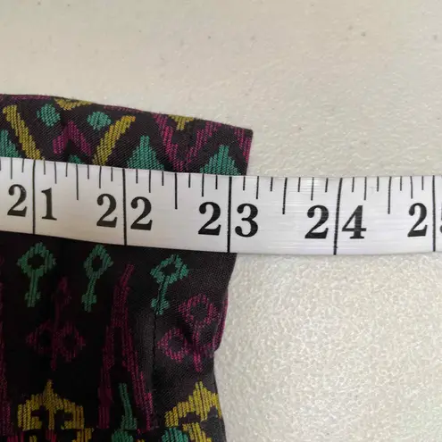 Surya Blazer Jacket Womens Medium Black Purple Rayon Aztec Print Vintage 80s