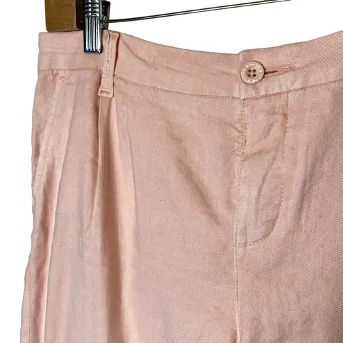  Linen High Rise Short Peach Relaxed Fit Pleated Shorts, NYDJ sz 10 / US 12