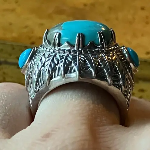 Sierra Nevada Sleeping Beauty Turquoise Sterling Silver Cocktail Ring Size 6 Blue