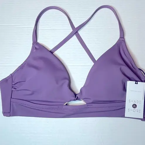 Shade & Shore  Dusty Purple Longline Cut Out Crisscross Bikini Top Size 34B New!