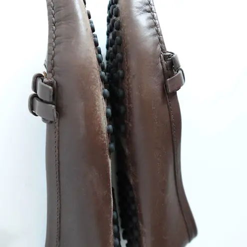 Tod's Brown Double Buckle Mary Jane Flats Driver Loafer Size 5