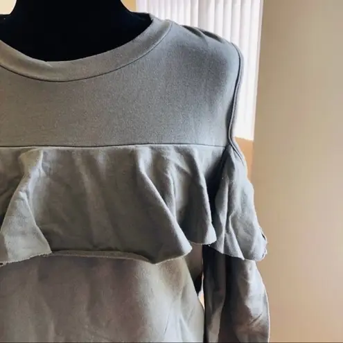 Polly & Esther  Cold Shoulder Ruffled Sweatshirt