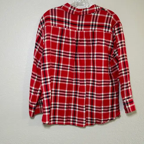 Good Clothes Red Plaid Button Down Long Sleeve Shirt Womens XL Cotton western