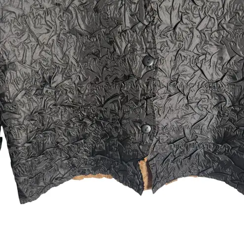 Itsu Popcorn Crinkled Black Brown Reversible Lightweight Jacket Sz M Size M