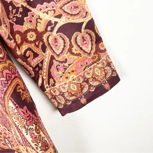 Soft Surroundings Suede Multicolored Long Sleeves Lined Tapestry Jacket Medium