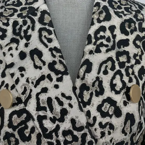 Rachel Parcell NWT Leopard Metallic Jacquard Double Breasted Blazer Jacket Small