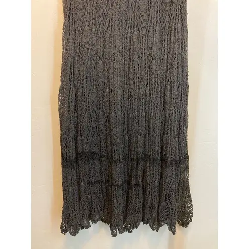 American Vintage Vintage Black Maxi Length Crochet Elastic Waist Boho Skirt Size Small