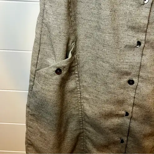 Horny Toad Gray Button-Front Midi Dress Wool Blend Medium Minimalism Casual