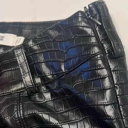 4th & Reckless Faux Vegan Leather Black Croc Embossed Cropped Pants Size 4
