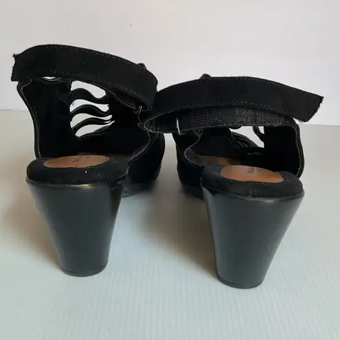 Cloudwalkers Villa Women’s Black Slingback Heeled Sandals Sz 8W Comfort Wide Fit