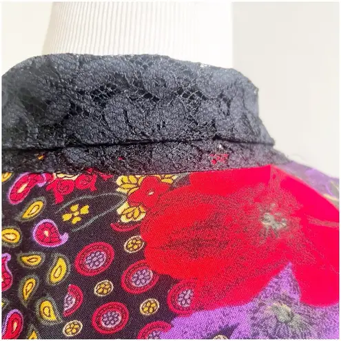 Collective Concepts Vintage Patchwork Blazer Jacket Sheer Sleeve Sz Medium 80’s