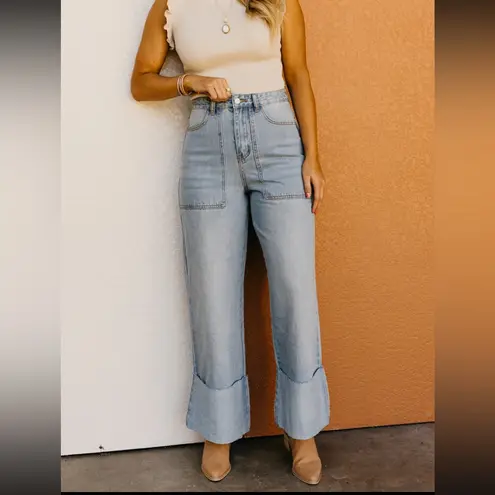 Mod Boutique Light Blue High-Waisted Wide Leg Jeans Women Jeans