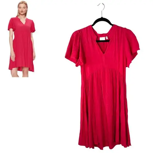 ICHI Marrakech Short Dress Pink Flutter Sleeve Flowy Size XS