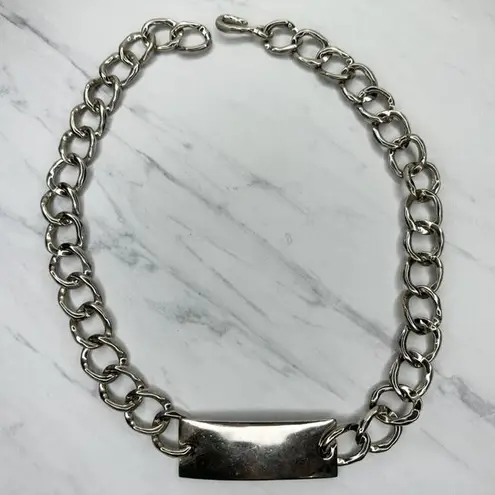 The Bar Chunky Silver Tone Metal Chain Link Belt Size XS Small S