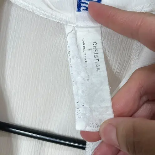 White Sleeveless Duster Top Christina Sheer Button Down Pockets Size 1X