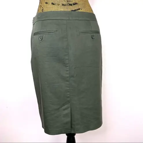New York & Company Stretch Twill Khaki Pencil Skirt Olive 6 Green