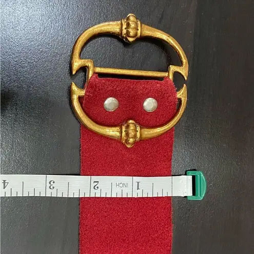 Vintage Red Soft Suede Leather with Gold Buckle Belt