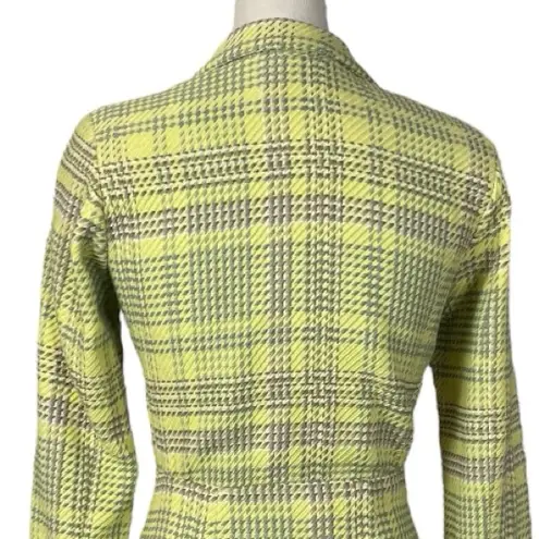 & Other Stories Jacket Mini Dress Long Blazer Yellow Gray Plaid Women’s Size 0