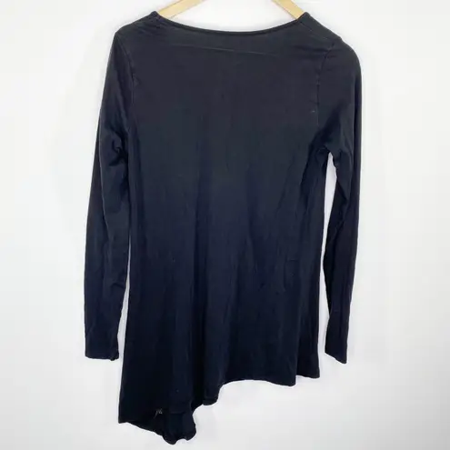 FOR THE REPUBLIC Black Asymmetrical Pima Cotton Shirt Women's Size Medium M