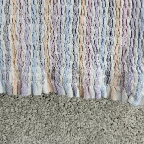 Vintage Havana Crop Top Womens Large Multicolor Stripe Smocked V Neck Button NWT