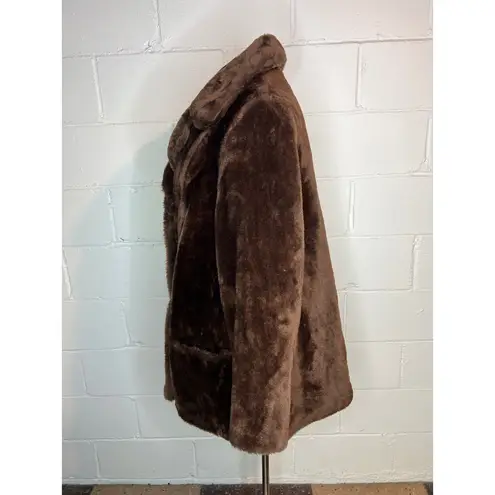 Faux fir coat brown double breasted 1970s Size undefined