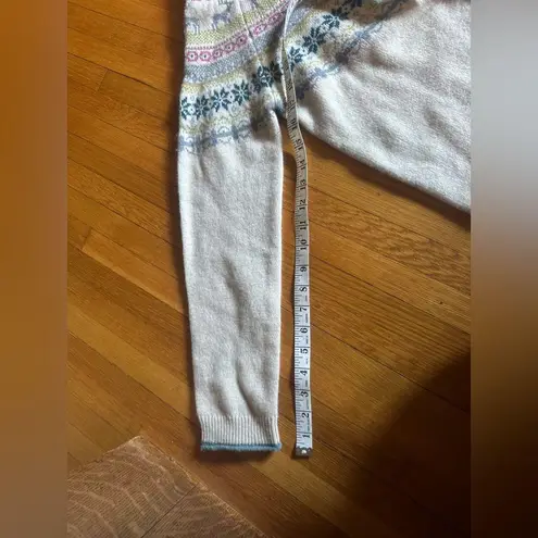 Tabitha Webb Cream and Deer Fair Isle Wool Blend Pullover Sweater, Size XL