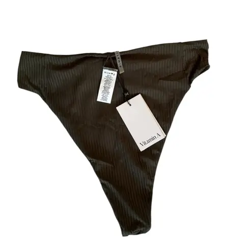 Vitamin A New! Sienna High Waist Green EcoRib Bikini Bottoms