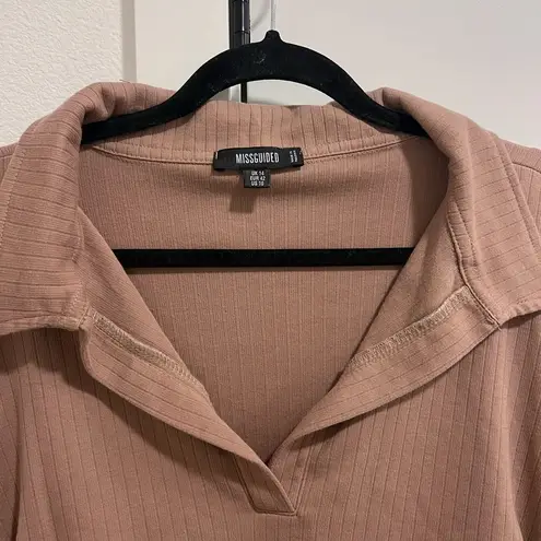 Missguided Cute  brown sweater dress with strings on side