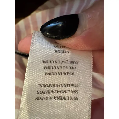 Rails Shirt Women Medium Pink White Charli Bordeaux Stripe Linen Button Down