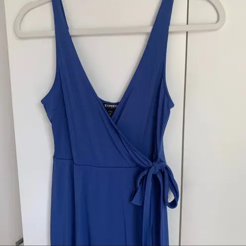 EXPRESS  Royal Blue Deep V Neck Wrap Tie Dress XS