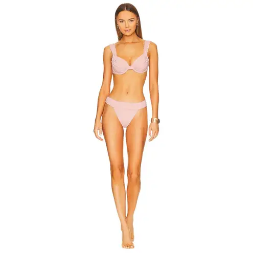 We Wore What Cheeky High Leg Bikini Bottom in Solid Baby Pink Medium New Womens