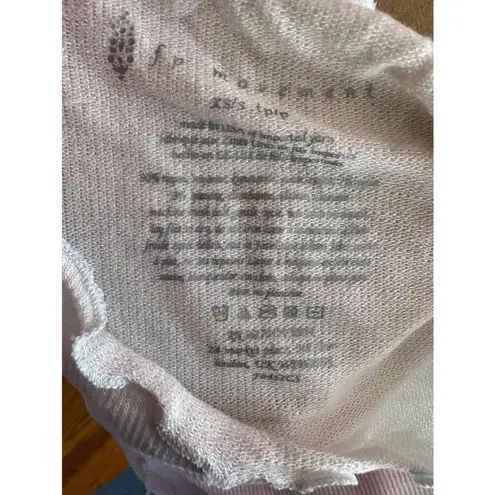 Free People Movement White and Pink Tie Dye Lettuce Edge Short Sleeve Crop Top Size XS