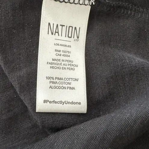 Nation Ltd M Top Black Puff Sleeve V Neck Pima Cotton Capsule Basic Shirt