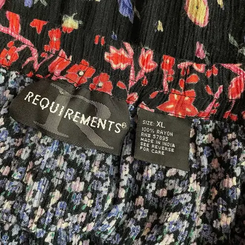 Requirements Vintage Y2K Crinkle Tiered Patchwork Floral Boho Long Skirt XL