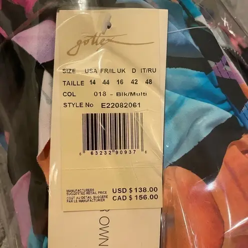 New! Profile by Gottex Color Rush Black Ruffle One Shoulder One Piece Sw… Size 14