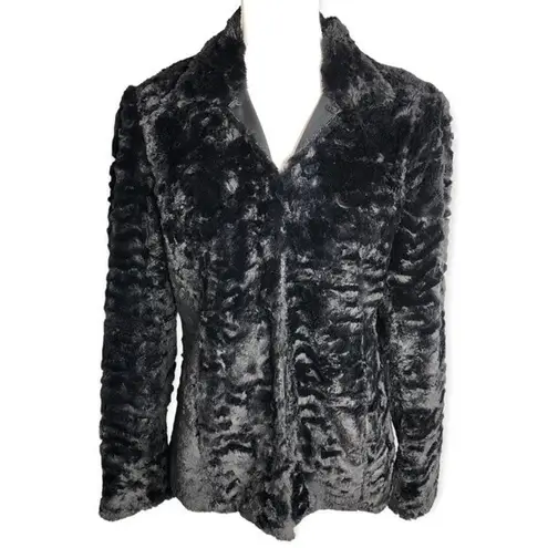 JM Collection  Faux Fur Plush Long Sleeve Jacket