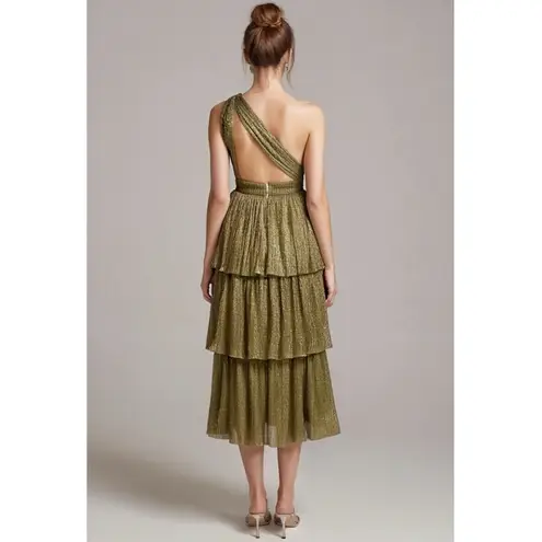 SABINA MUSAYEV Isabello Plisse Midi Dress, Moss Green, Medium Green
