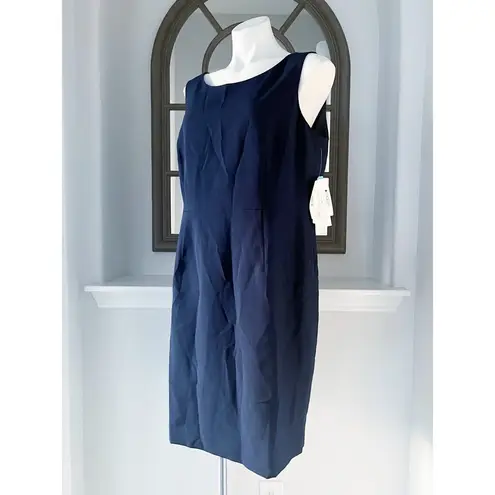 Le Suit Navy Sheath Dress, Petite Size 16 New w/Tag ~$200