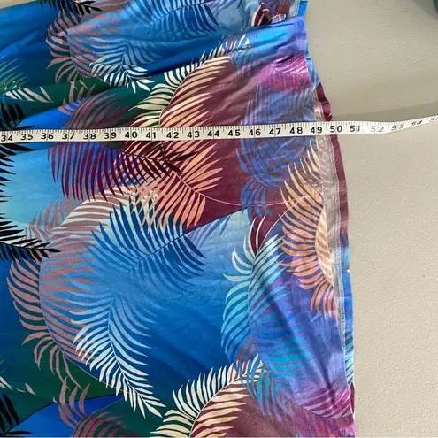 Soft Surroundings Anya Blue Tropical Palm Tree Leaves Twist Front Maxi Dress 3X