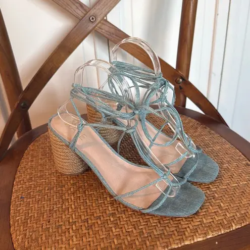Raye lace up ankle tie turquoise sandals size 9