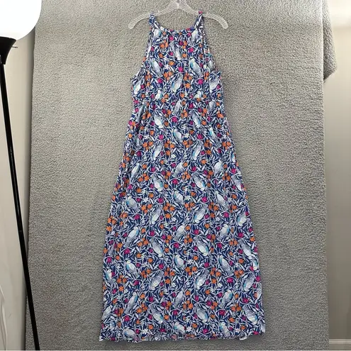 Old Navy  Maternity Sleeveless V Neck Maxi Dress Floral Bird Print Blue Women XL