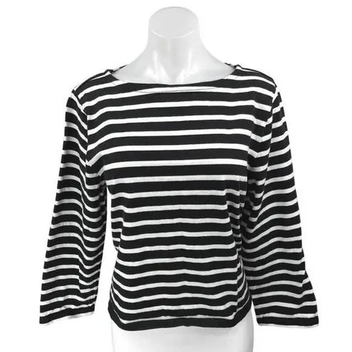 J.Crew Black & White Striped Long Sleeve Classic Fit T Shirt Tee Top Size L Size L