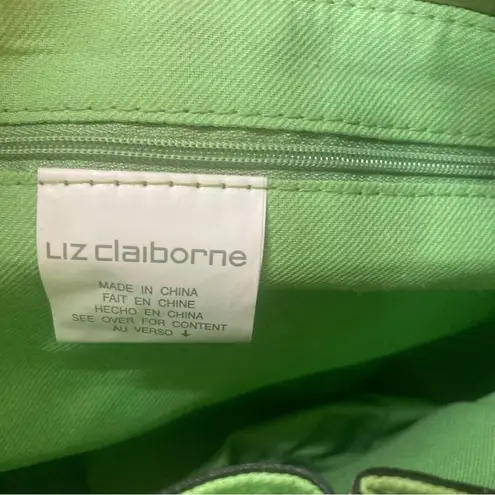 Liz Claiborne  Purse Lime Green Heritage Fabric Faux‎ Croc Shoulder Bag