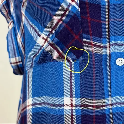 Rails Britt Plaid Cap-Sleeve Shirt in Santorini Royal