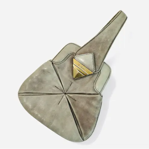 Botkier Grey Leather Looped Small Wristlet Bag RARE Origami Style