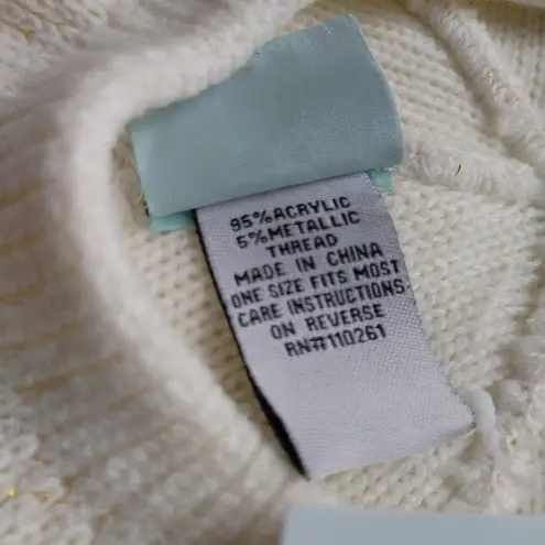 Vintage Ivory Knit Beret Hat Gold