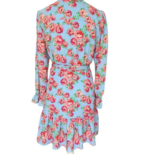 UNTUCKit Band Collar Floral April Dress – Size 6, Blue Floral Pink