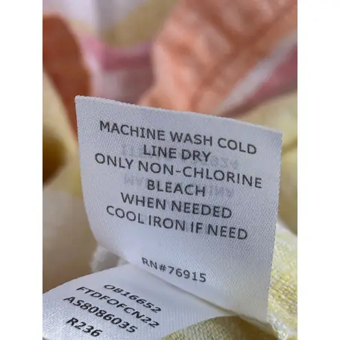 appleseed's Linen Blend Striped Tunic Top Roll Tab Sleeve Size L