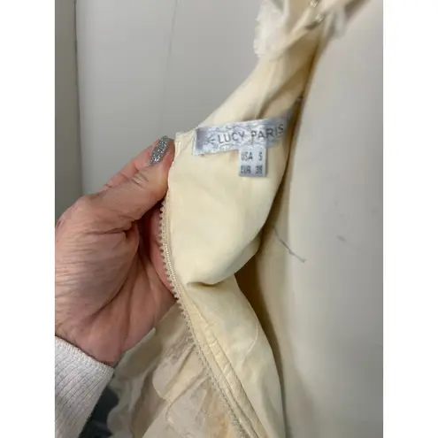 Lucy Paris  Antique White Ruffle Mini Dress in Size S