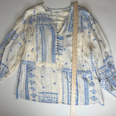 Ba&sh NWT  Chemise Isko Ecru Shirt Medium Blue Patchwork Lightweight Peasant Boho